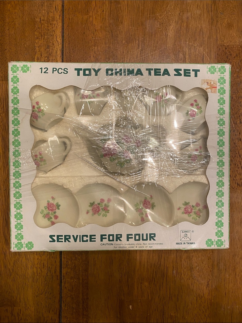 Vintage 1970’s Toy China Tea Set - Floral White & Pink Kids Tea Party Set